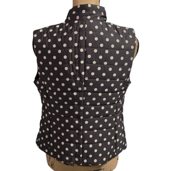 LOFT Moss Green and White Polka Dot Quilted Vest WOMEN'S Size XS - Picture 4 of 7